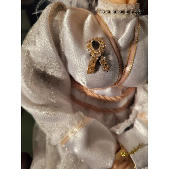 JACQUELINE KENTS FAIRY GODMOTHER Breast Cancer Fairy 2005 With Wooden Chair - Picture 15 of 16